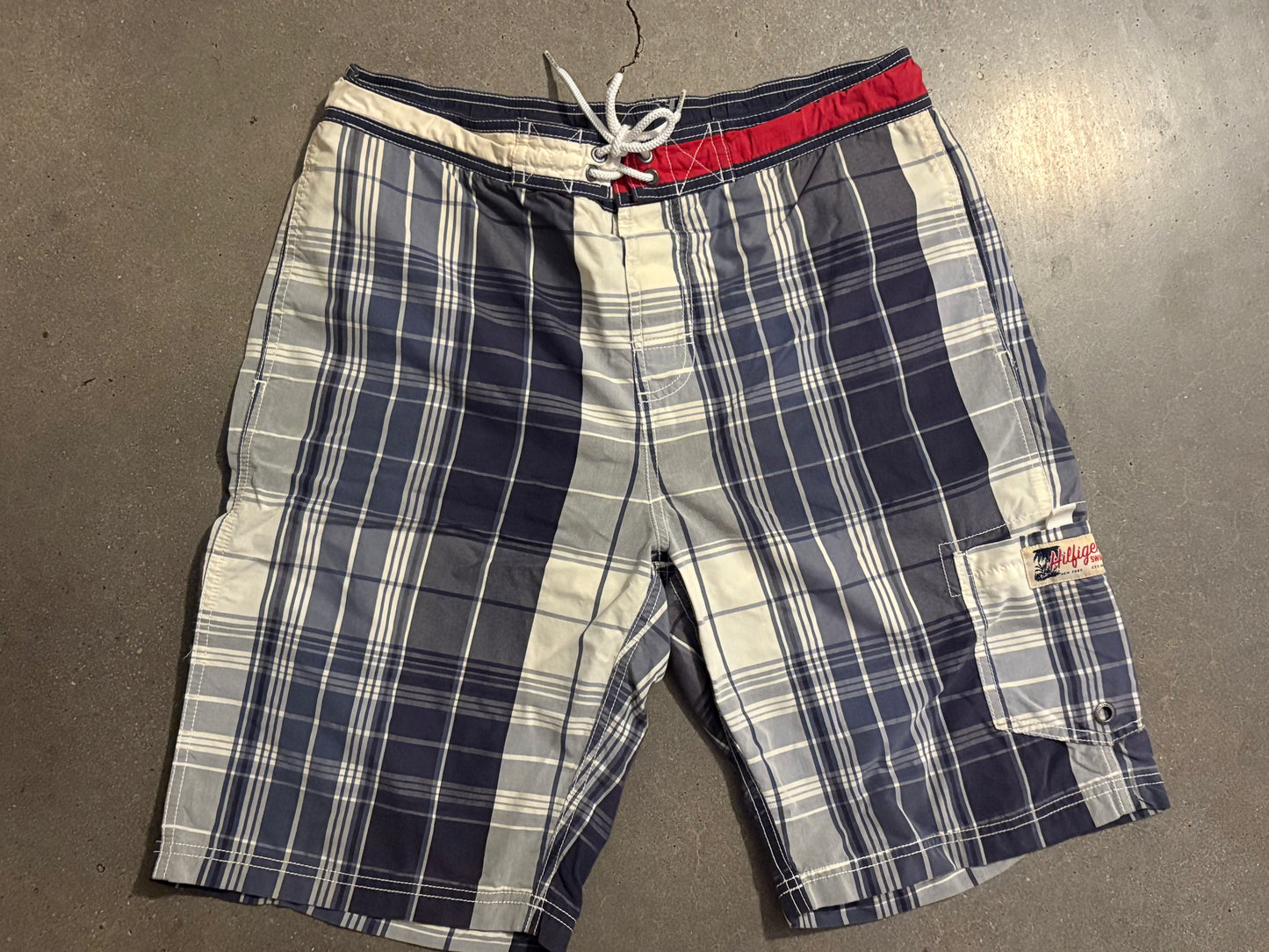 Hilfiger Blue Plaid Swim Trunks