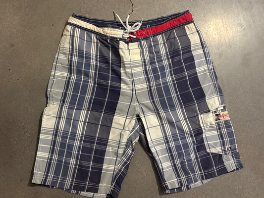 Hilfiger Blue Plaid Swim Trunks