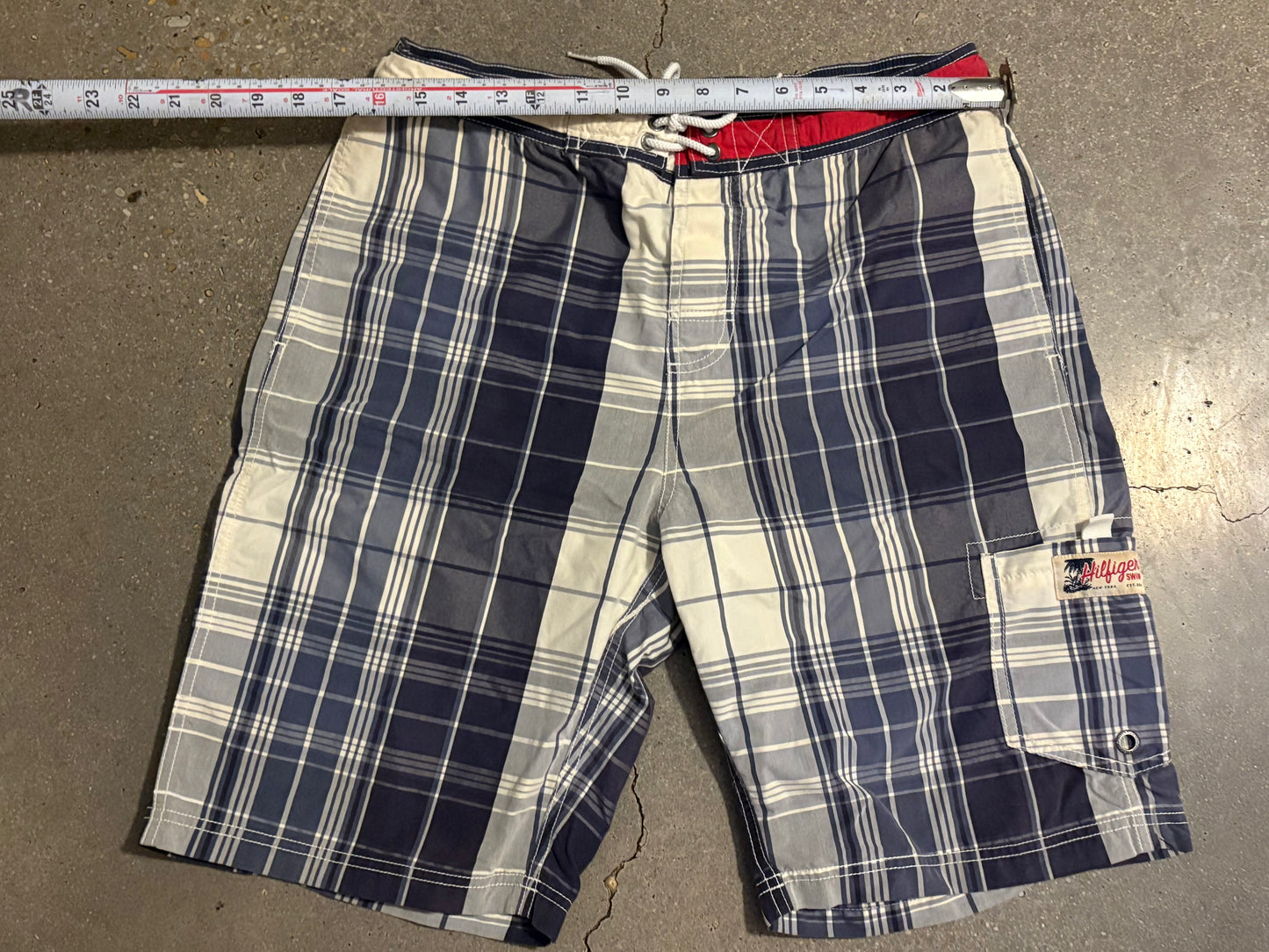 Hilfiger Blue Plaid Swim Trunks